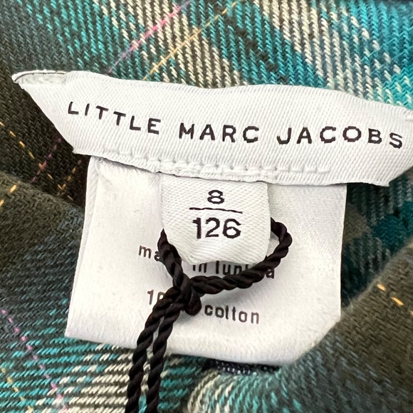 NWT Little Mark Jacobs Plaid Button Down Flannel Shirt Green kids boys size 8 - Picture 7 of 8
